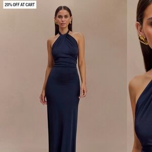 Meshki Elegant Navy Halter Dress